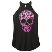 Breast Cancer Awareness Month Pink Ribbon Skull Women’s Perfect Tri Rocker Tank