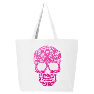 Breast Cancer Awareness Month Pink Ribbon Skull 25L Jumbo Tote