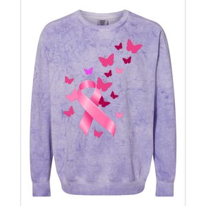 Breast Cancer Awareness Butterflies Logo Colorblast Crewneck Sweatshirt