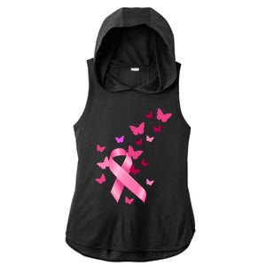 Breast Cancer Awareness Butterflies Logo Ladies PosiCharge Tri-Blend Wicking Draft Hoodie Tank