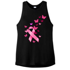 Breast Cancer Awareness Butterflies Logo Ladies PosiCharge Tri-Blend Wicking Tank