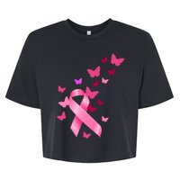 Breast Cancer Awareness Butterflies Logo Bella+Canvas Jersey Crop Tee