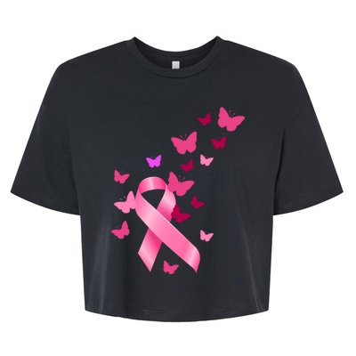 Breast Cancer Awareness Butterflies Logo Bella+Canvas Jersey Crop Tee