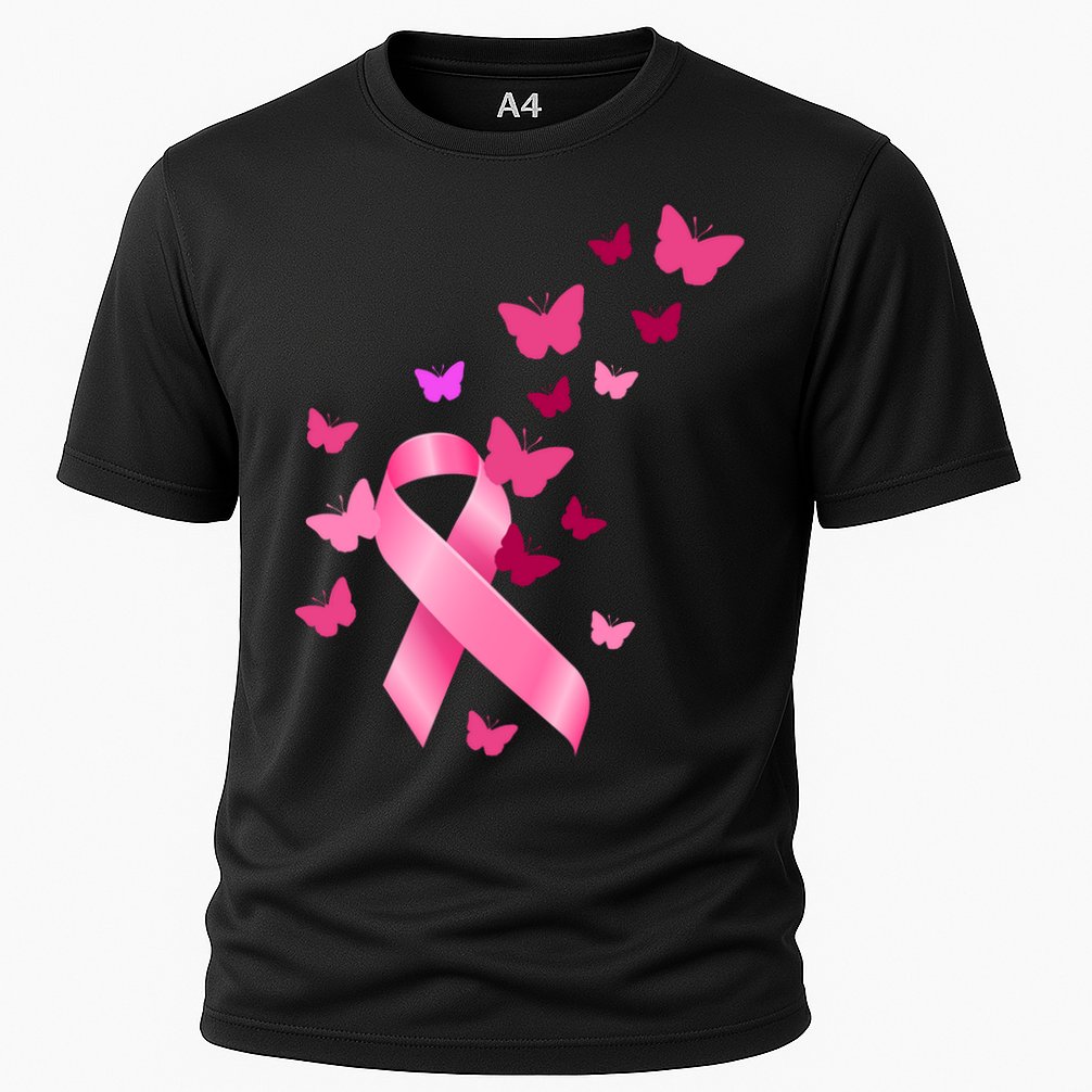Breast Cancer Awareness Butterflies Logo Cooling Performance Crew T-Shirt