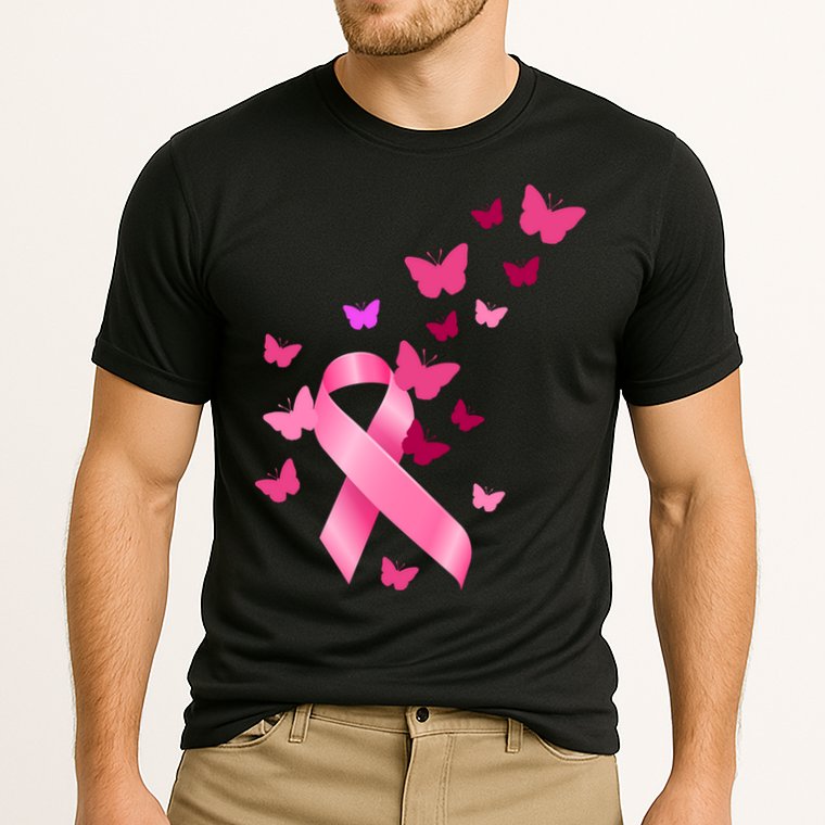 Breast Cancer Awareness Butterflies Logo Cooling Performance Crew T-Shirt