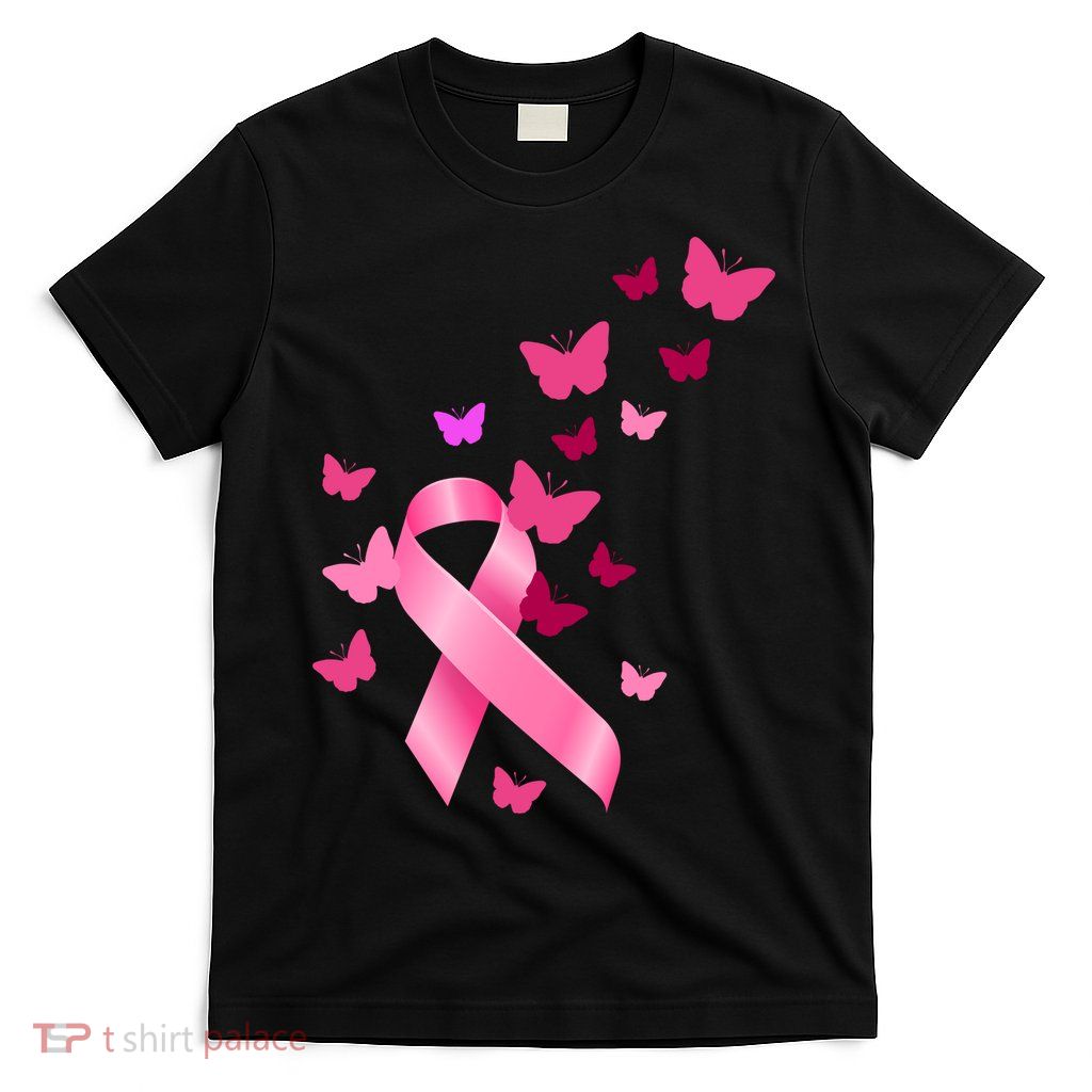 Breast Cancer Awareness Butterflies Logo T-Shirt