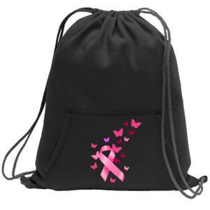 Breast Cancer Awareness Butterflies Logo Sweatshirt Cinch Pack Bag