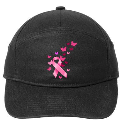 Breast Cancer Awareness Butterflies Logo 7-Panel Snapback Hat