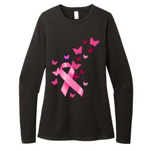 Breast Cancer Awareness Butterflies Logo Womens CVC Long Sleeve Shirt