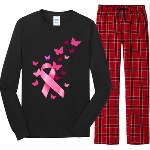 Breast Cancer Awareness Butterflies Logo Long Sleeve Pajama Set