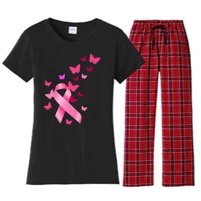 Breast Cancer Awareness Butterflies Logo Women's Flannel Pajama Set