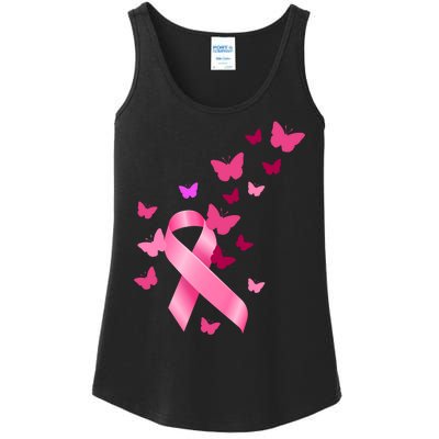 Breast Cancer Awareness Butterflies Logo Ladies Essential Tank