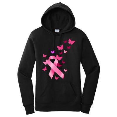 Breast Cancer Awareness Butterflies Logo Women's Pullover Hoodie