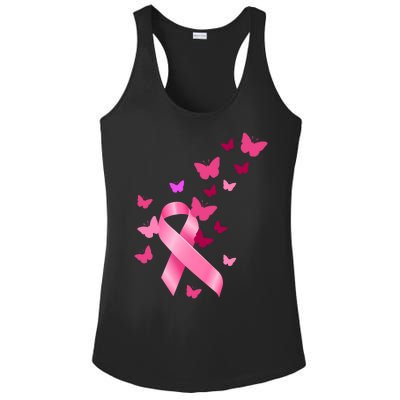 Breast Cancer Awareness Butterflies Logo Ladies PosiCharge Competitor Racerback Tank