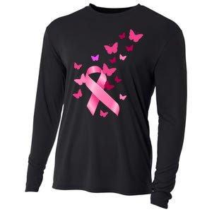 Breast Cancer Awareness Butterflies Logo Cooling Performance Long Sleeve Crew