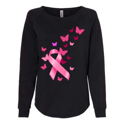 Breast Cancer Awareness Butterflies Logo Womens California Wash Sweatshirt