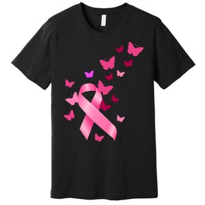 Breast Cancer Awareness Butterflies Logo Premium T-Shirt