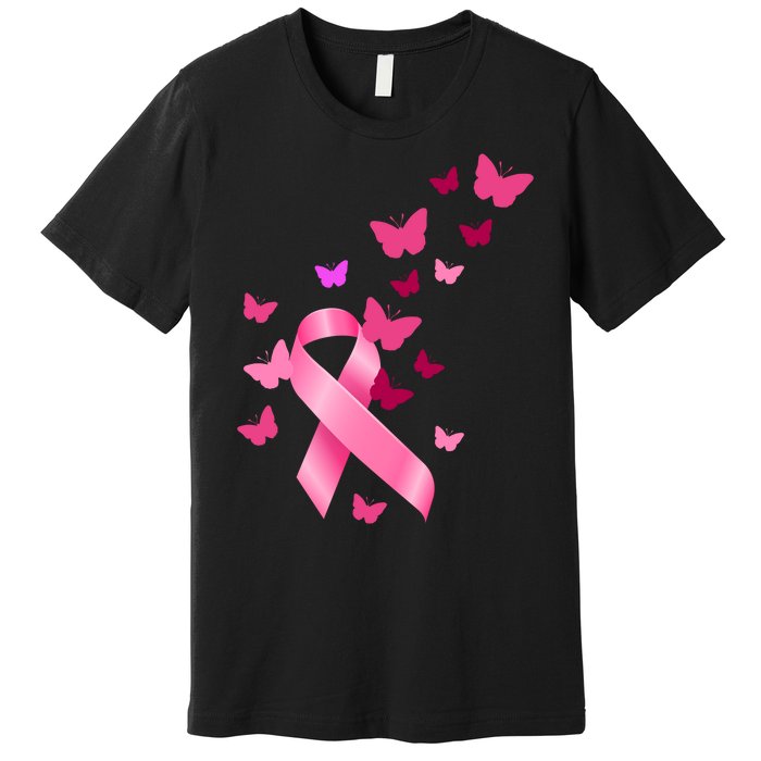 Breast Cancer Awareness Butterflies Logo Premium T-Shirt