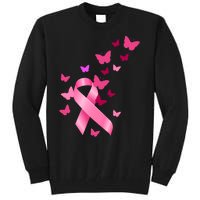 Breast Cancer Awareness Butterflies Logo Tall Sweatshirt