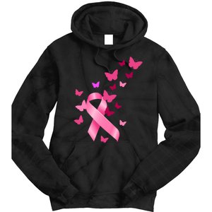 Breast Cancer Awareness Butterflies Logo Tie Dye Hoodie