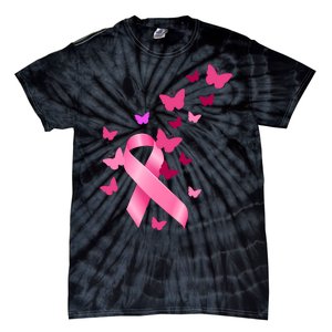 Breast Cancer Awareness Butterflies Logo Tie-Dye T-Shirt