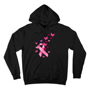 Breast Cancer Awareness Butterflies Logo Tall Hoodie