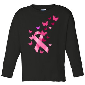 Breast Cancer Awareness Butterflies Logo Toddler Long Sleeve Shirt