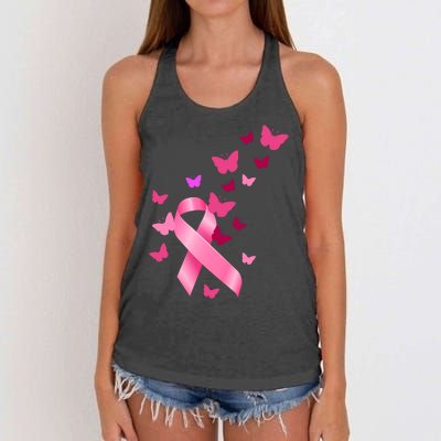 Breast Cancer Awareness Butterflies Logo Women's Knotted Racerback Tank