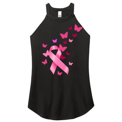 Breast Cancer Awareness Butterflies Logo Women’s Perfect Tri Rocker Tank