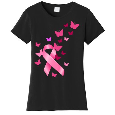 Breast Cancer Awareness Butterflies Logo Women's T-Shirt