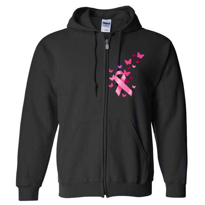 Breast Cancer Awareness Butterflies Logo Full Zip Hoodie