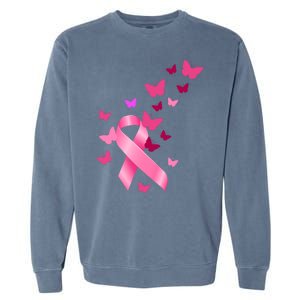 Breast Cancer Awareness Butterflies Logo Garment-Dyed Sweatshirt