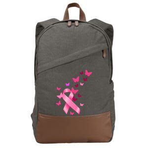 Breast Cancer Awareness Butterflies Logo Cotton Canvas Backpack