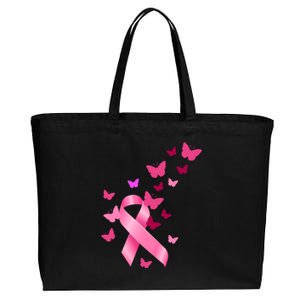 Breast Cancer Awareness Butterflies Logo Cotton Canvas Jumbo Tote