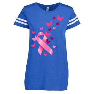 Breast Cancer Awareness Butterflies Logo Enza Ladies Jersey Football T-Shirt