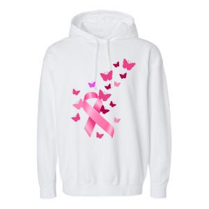 Breast Cancer Awareness Butterflies Logo Garment-Dyed Fleece Hoodie