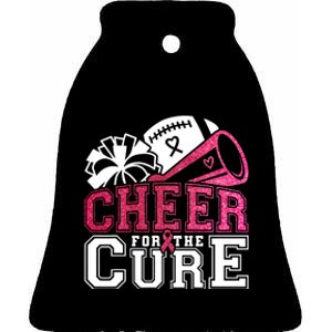 Breast Cancer Awareness Football Cheer For The Cure Ceramic Bell Ornament