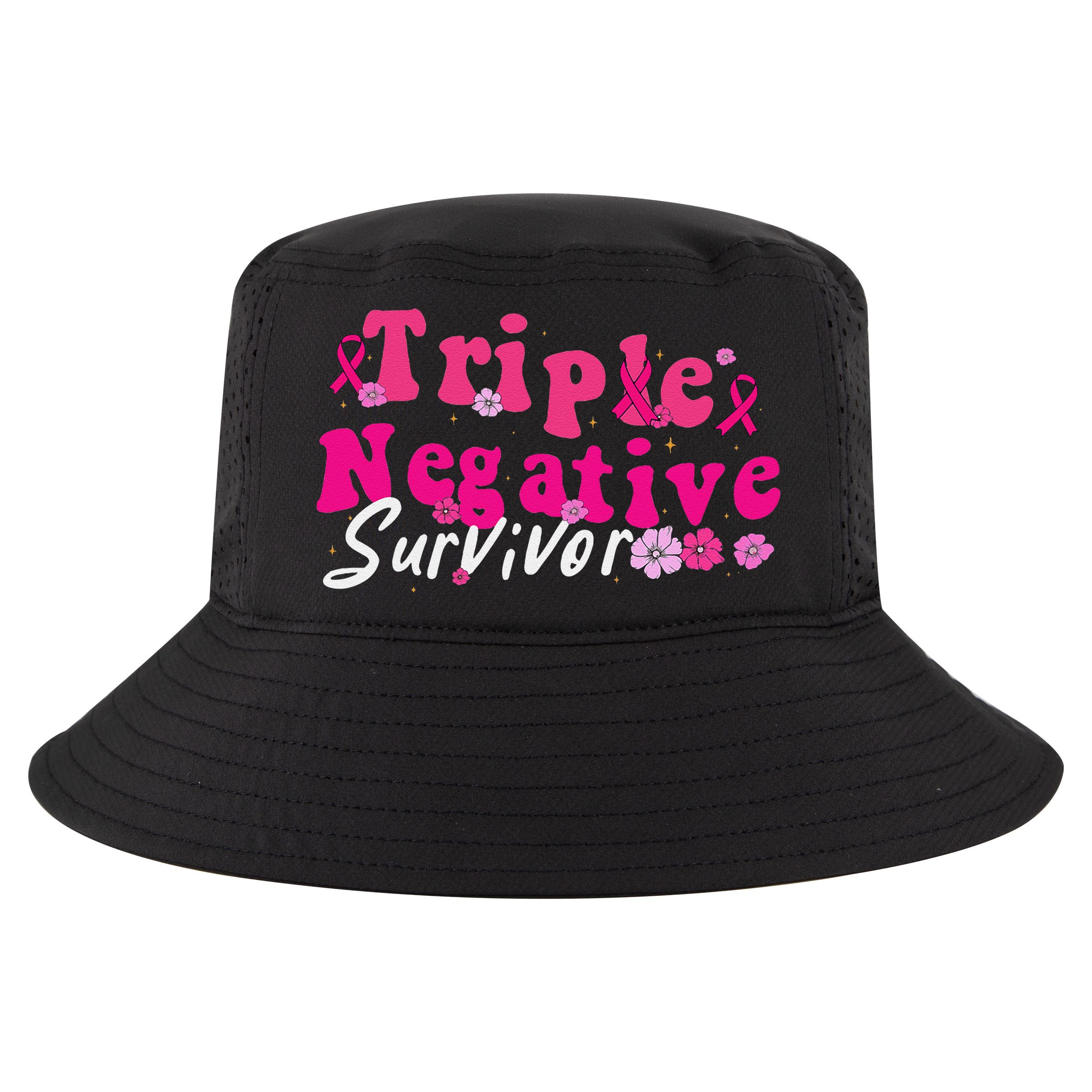 Breast Cancer Awareness Triple Negative Survivor Flowers Cool Comfort Performance Bucket Hat