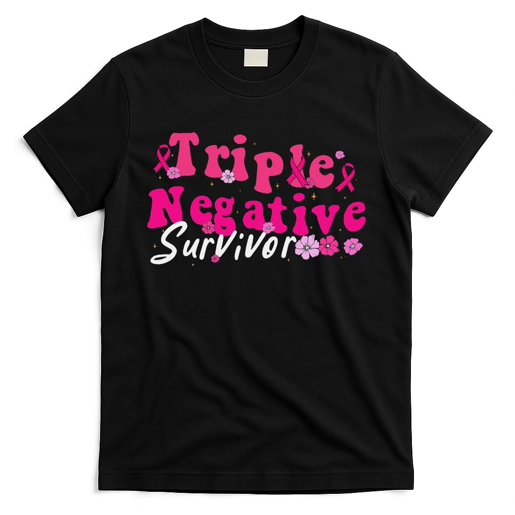 Breast Cancer Awareness Triple Negative Survivor Flowers T-Shirt
