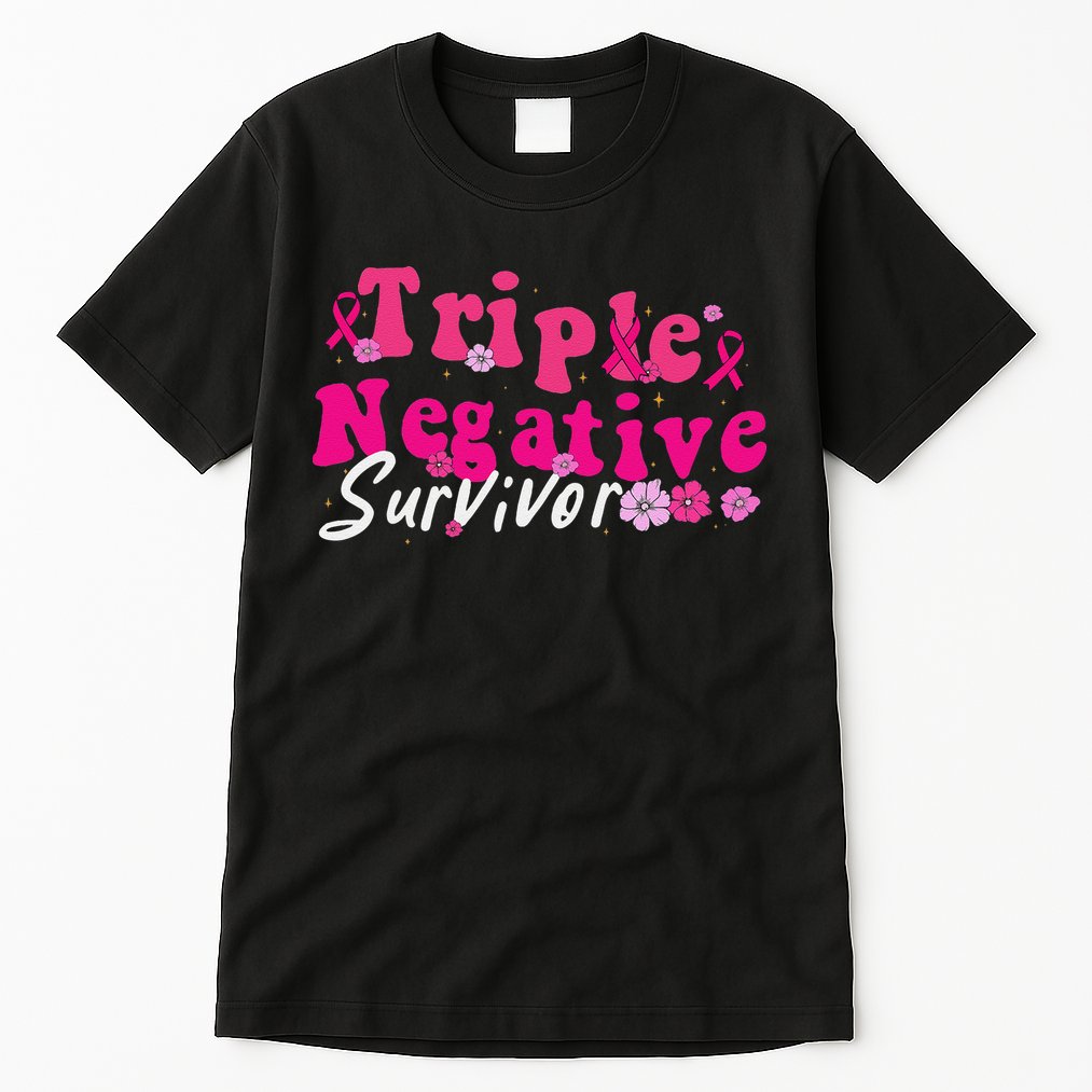 Breast Cancer Awareness Triple Negative Survivor Flowers Tall T-Shirt