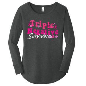 Breast Cancer Awareness Triple Negative Survivor Flowers Women's Perfect Tri Tunic Long Sleeve Shirt