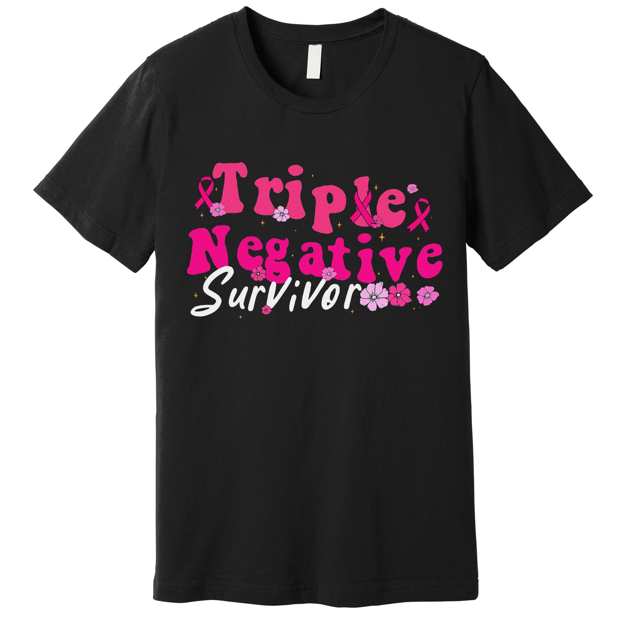 Breast Cancer Awareness Triple Negative Survivor Flowers Premium T-Shirt