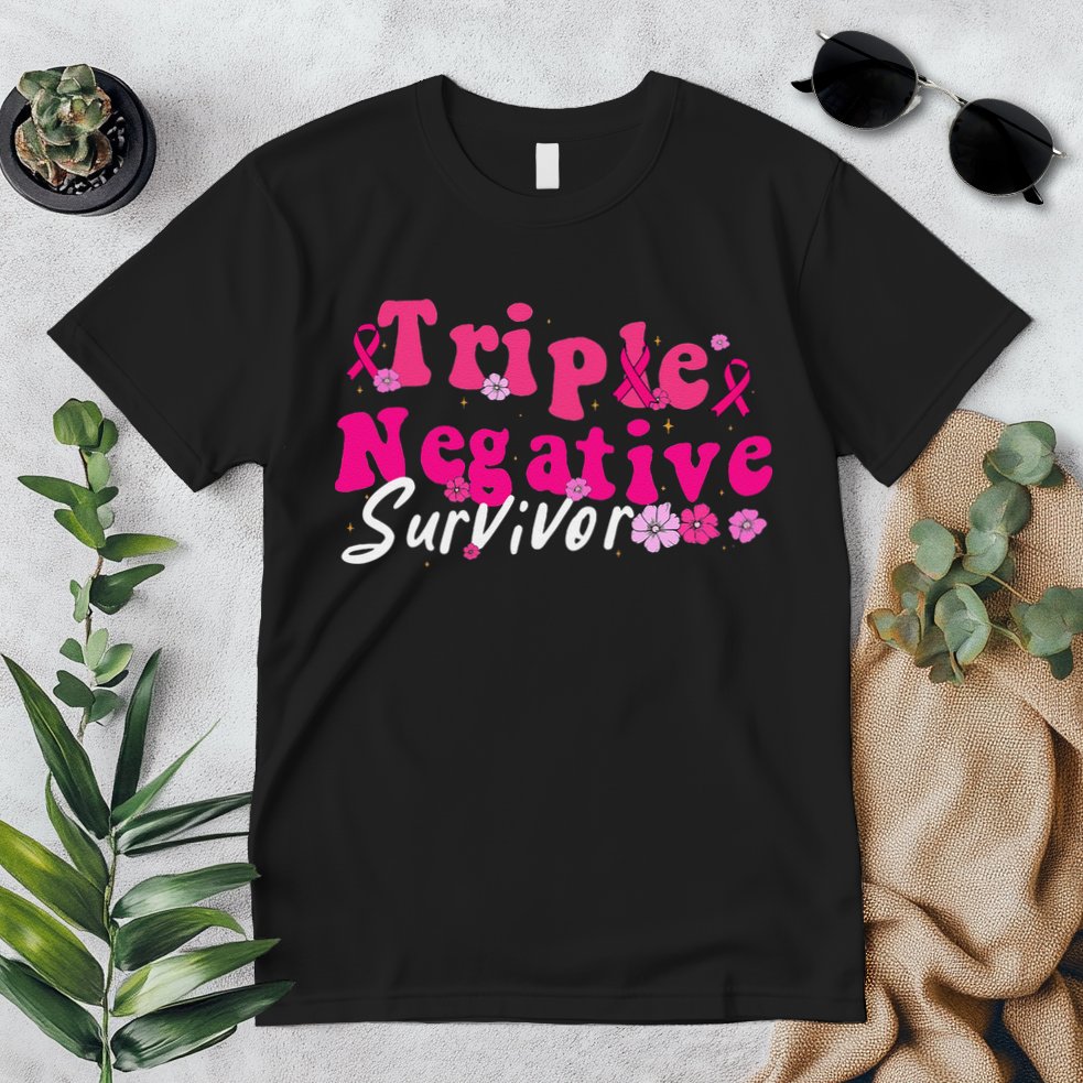 Breast Cancer Awareness Triple Negative Survivor Flowers Premium T-Shirt