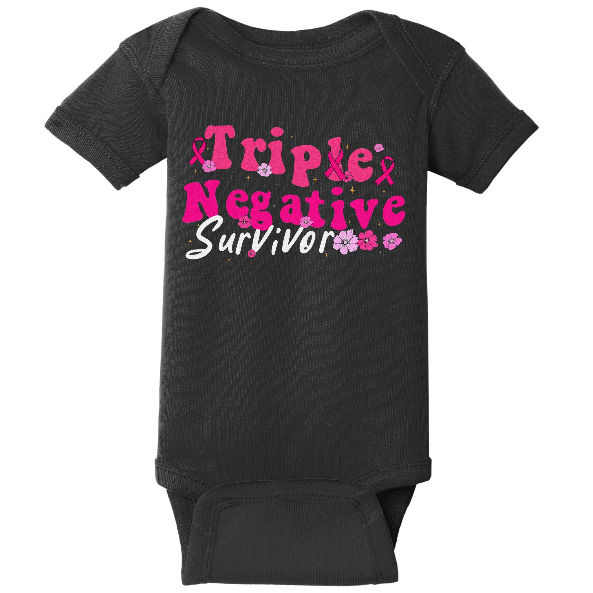 Breast Cancer Awareness Triple Negative Survivor Flowers Baby Bodysuit