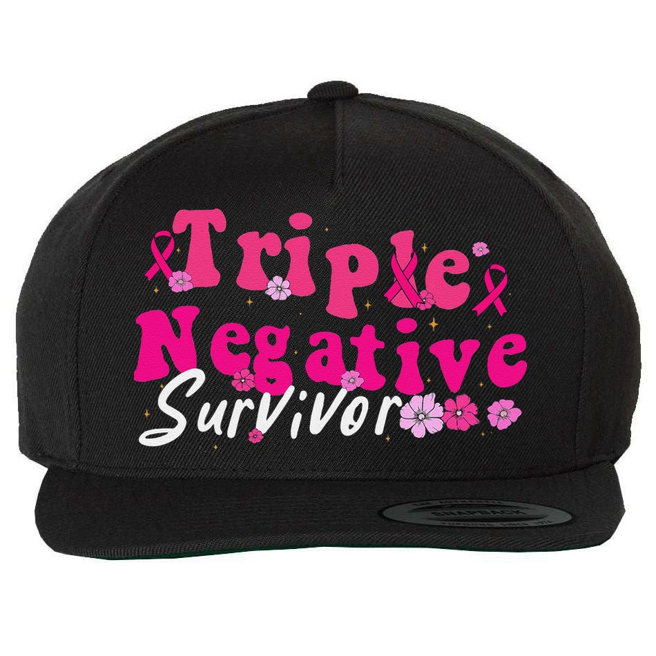 Breast Cancer Awareness Triple Negative Survivor Flowers Wool Snapback Cap