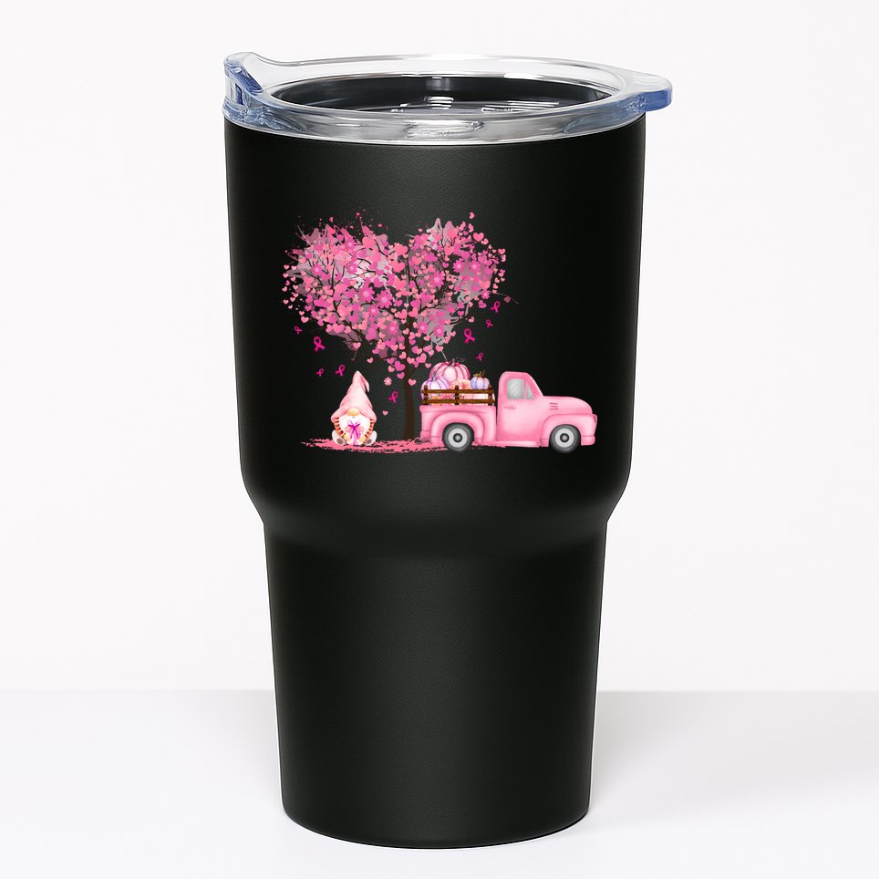 Breast Cancer Awareness Gnome Vintage Fall Truck Tumbler