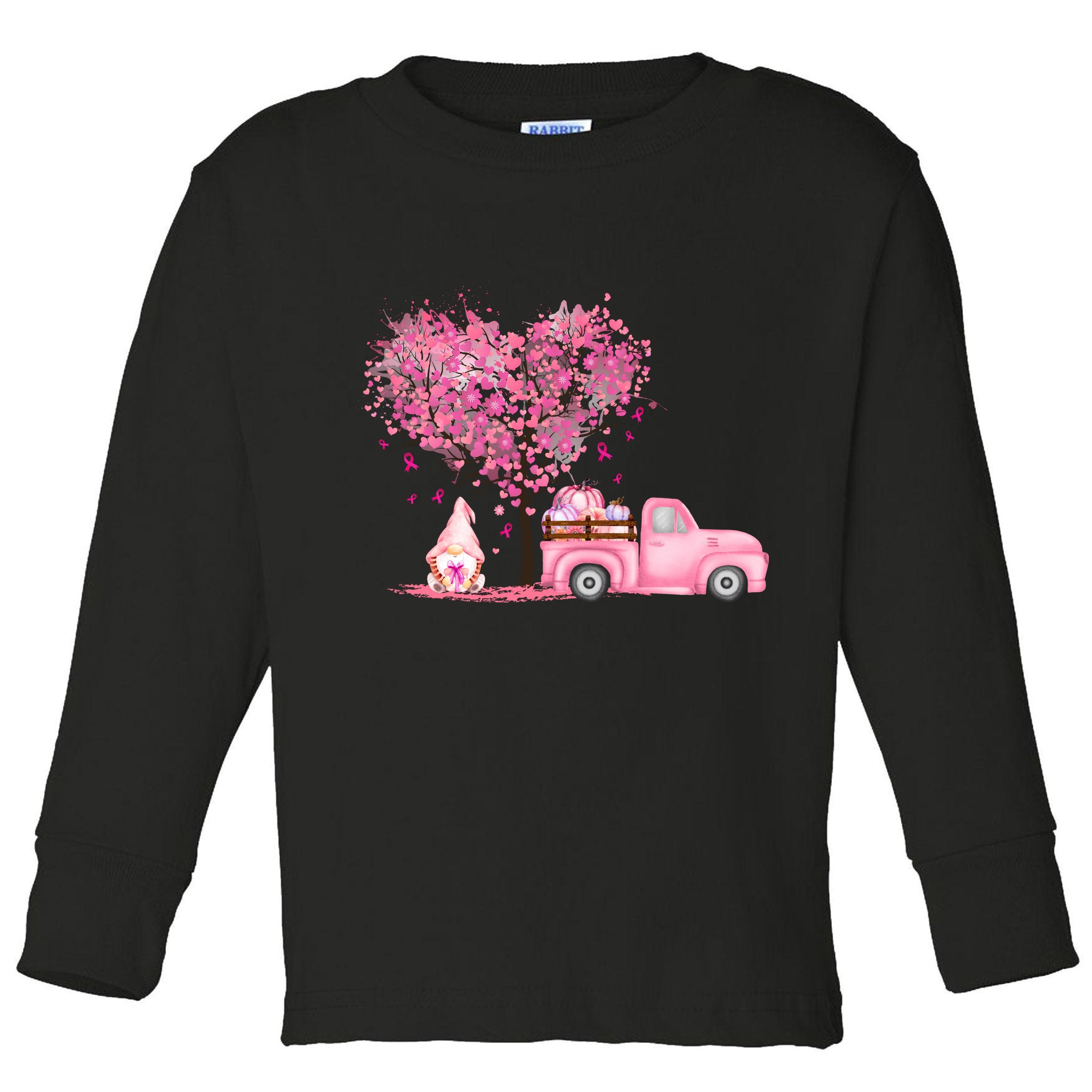 Breast Cancer Awareness Gnome Vintage Fall Truck Toddler Long Sleeve Shirt