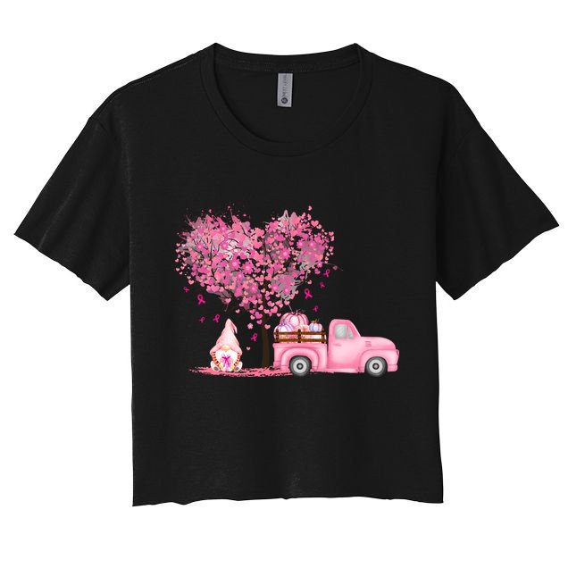 Breast Cancer Awareness Gnome Vintage Fall Truck Crop Top