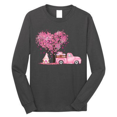 Breast Cancer Awareness Gnome Vintage Fall Truck Long Sleeve Shirt