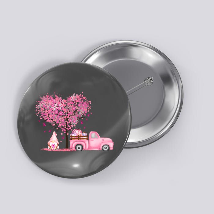 Breast Cancer Awareness Gnome Vintage Fall Truck Button